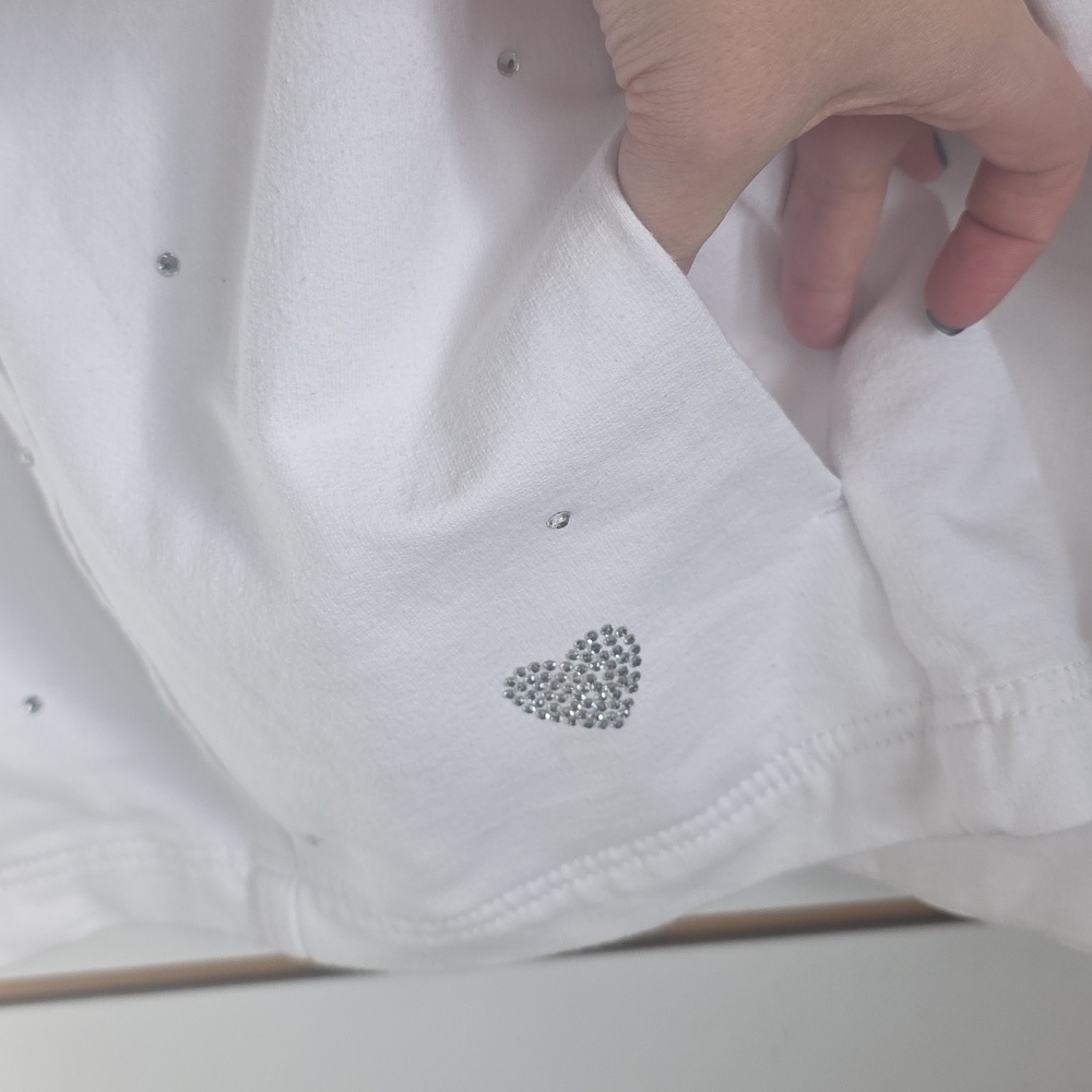 White Denim Rhinestone Jacket - Picture 4 of 7